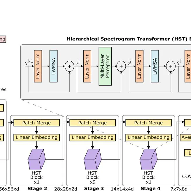 COVID-19 Detection from Respiratory Sounds with Hierarchical Spectrogram Transformers